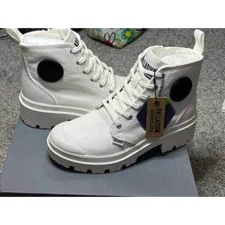 Photo of Palladium Pallabase Twill Womens Boots White Size 6.5 NIB