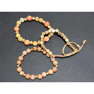 Photo of Aura Women's Trio Bracelets Natural Stones & Goldtone Hoop Earrings NWT