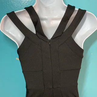 Photo of Armani Exchange XS Black Strappy Fitted Mini Dress Cocktail Party Bodycon XXS