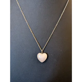 Photo of Silver Tone Quartz Heart Chain Pendant 20" Necklace