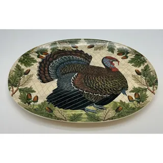 Photo of John Derian 19"x14" Oval Stoneware Serving Platter-Turkey Thanksgiving-Target