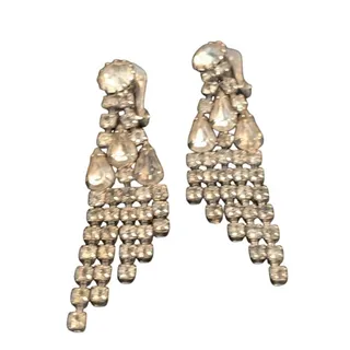 Photo of Vintage Weiss Clip On Waterfall Dangling Rhinestone Earrings
