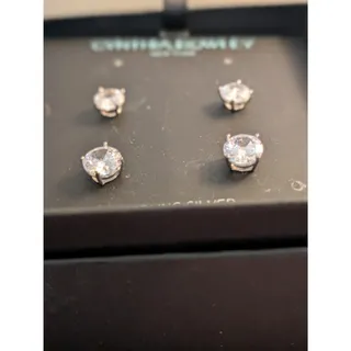 Photo of Cynthia Rowley New York Sterling Silver Two Pair CZ Stud Earrings