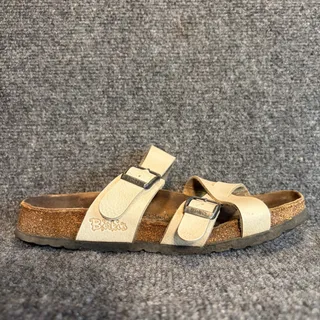 Photo of Birkenstock Birkis Nepal White Leather Criss Cross Slide Sandals Cork EU 38 US 7