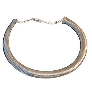 Photo of Vintage 60s Silver Tone Stretchy Omega W/ Hook Clasp 16"-22" Necklace