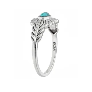 Photo of Blue Mohave Turquoise Solitaire Ring | 925 Sterling Silver Feather Setting Sz 8