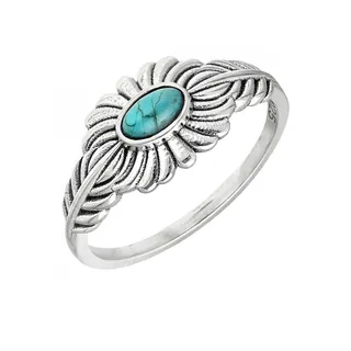Photo of Blue Mohave Turquoise Solitaire Ring | 925 Sterling Silver Feather Setting Sz 8