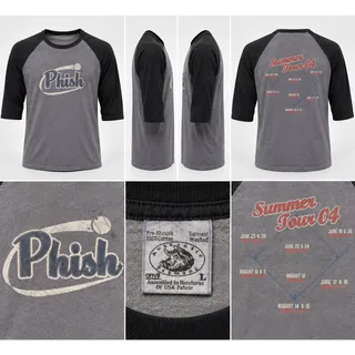 Photo of Vintage Phish Summer Tour 2004 Raglan T-Shirt Sz L Anvil 