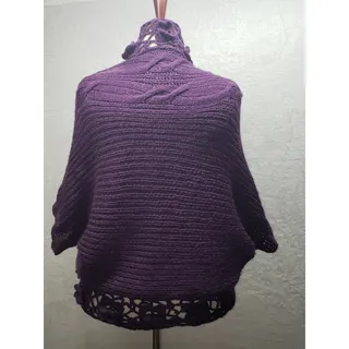 Photo of Romeo & Juliet Couture Purple Crochet Wrap Cardigan Dolman Sweater M Whimsigoth
