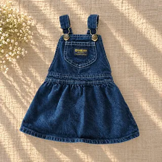 Photo of Vintage OshKosh B'Gosh Denim Jumper Dress | Girls 18M | 1980s Made in USA