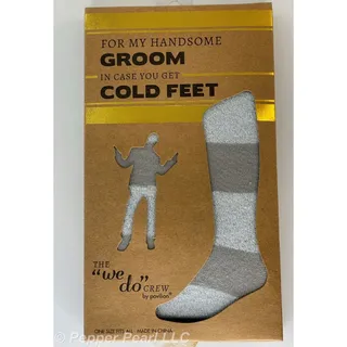 Photo of Groom Gift Socks Cold Feet One Size Hand Made Gray Stripe
