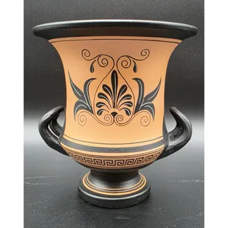 Photo of Vintage Greek Vase Dionysus Satyr Athens Pottery Calyx-Krater Lambrou Bros 7.25"