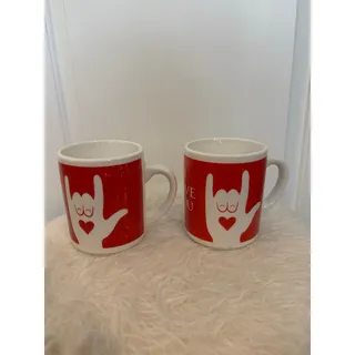 Photo of Set of two vintage I Love You (ILY) ASL ceramic coffee mugs