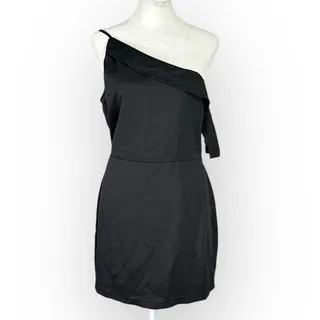 Photo of Superdown Keyonne Mini Dress Women's Medium Black Asymmetric Draped Off Shoulder