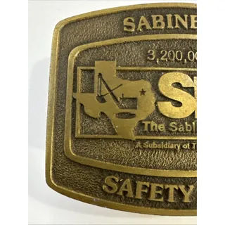 Photo of Vintage Sabine Mine Coal Mining Safety Award Belt Buckle SMC Texas Brass Tone