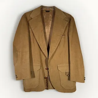 Photo of Vintage 70s 80s Mens Corduroy Blazer 42R Elbow Patches Academic Professor