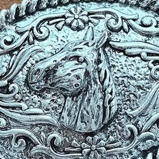 Photo of Floral Tooled Horse Concho Belt Buckle | Western Statement Accessory