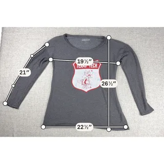 Photo of Texas Tech Womens L Red Raiders Long Sleeve Tee Blue 84 Retro Graphic Gray