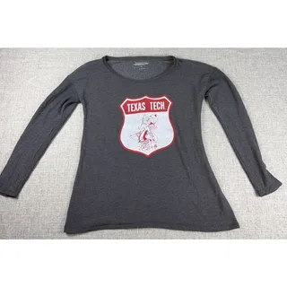 Photo of Texas Tech Womens L Red Raiders Long Sleeve Tee Blue 84 Retro Graphic Gray