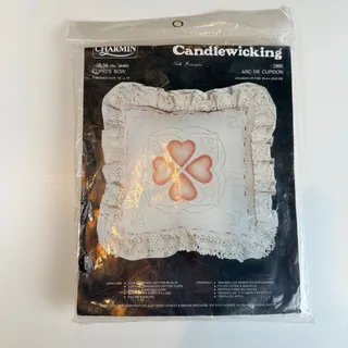 Photo of Vintage Charmin Cupid’s Bow Candlewicking Pillow Kit 08-56 NOS 14x14