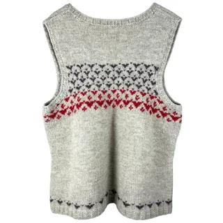 Photo of Vintage fair isle wool sweater vest gray red blue unisex size large
