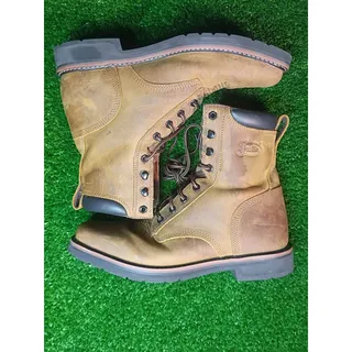 Photo of Justin Pulley 8" Brown Leather Lace-Up Work Boots - Size 11.5D