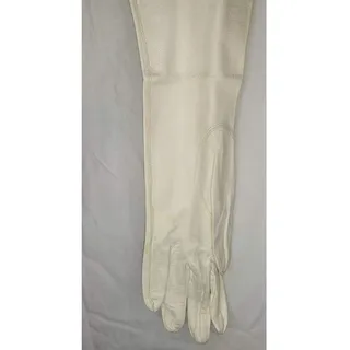 Photo of Women’s Long White Vintage Leather Dress Gloves Size Small Elegant Formal