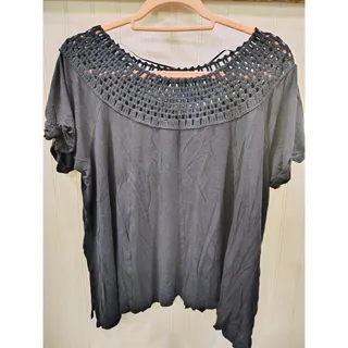 Photo of Maurices Short Sleeve Crochet Blouse Top, Blue, Women's Large