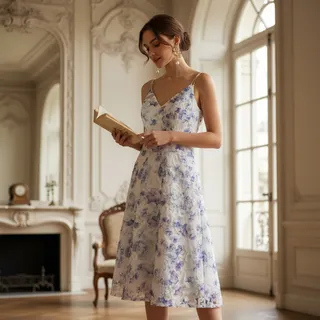 Photo of Adrianna Papell Beaded Strap Printed Embellished Ivory Floral Gown Size 8 NWT