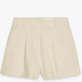 Photo of Zara Linen Blend Ecru High Rise Shorts M 8 GUC (SEE NOTE)