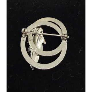 Photo of VINTAGE Abstract Feather Brooch Silver Tone Circular Leaf, Modernist Jewelry Pin