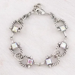 Photo of Silver Horsebit Chain Bracelet with AB Stone
