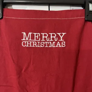 Photo of Custom Made Kitchen Apron With Embroidery Removable Towel Washable Christmas red