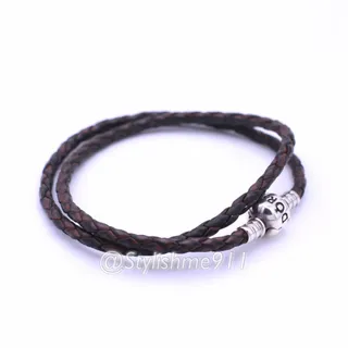 Photo of Authentic PANDORA Double Brown Leather Bracelet