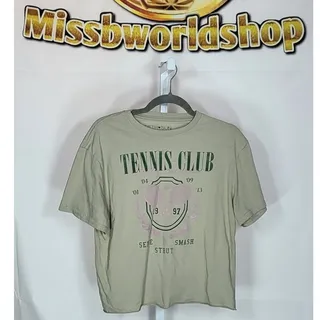 Photo of Fifth Sun Juniors "Tennis Club" Graphic Crop Tee Top Size M