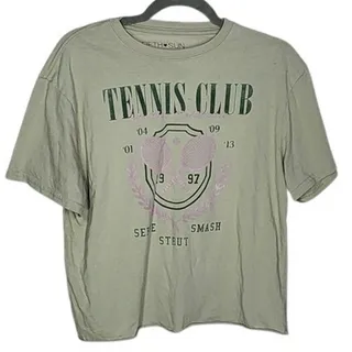 Photo of Fifth Sun Juniors "Tennis Club" Graphic Crop Tee Top Size M