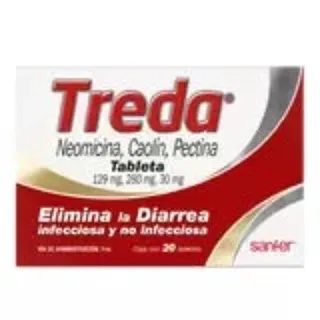 Photo of Treda Neomycin 129mg Kaolin 280mg and Pectin 30mg 2 Boxes of 20 Tablets each