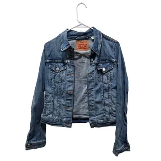 Photo of Levi’s Original Trucker Jacket Womens Small S Blue Denim Jean Coat Faded Wash