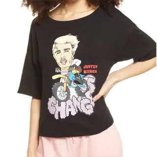 Photo of Bp. Justin Bieber Crop Graphic Tee in Black, Size M