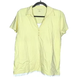Photo of Liz Claiborne Yellow V-Neck Polo Short Sleeve Shirt Size XL