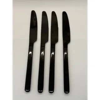 Photo of Black Stainless Steel Dinner Knives Set of 4 Modern Replacement Flatware