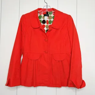 Photo of J.Crew Orange Jacket Blazer Dot Lined Button Front Womens 2 Preppy