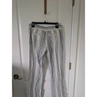 Photo of Rewind Linen Blend Pants Juniors Vertical Stripe Boho Coastal Beach Comfort 9