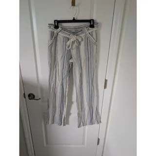 Photo of Rewind Linen Blend Pants Juniors Vertical Stripe Boho Coastal Beach Comfort 9