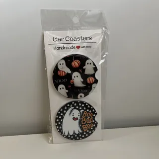 Photo of Custom Heat Printed Car Coasters Halloween Fall Designs Set Of 2