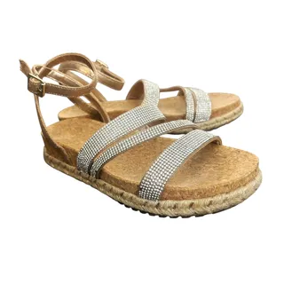 Photo of Kelly & Katie Rhinestone Cork Sandals Strappy Sparkle Sandals Womens Size 7.5