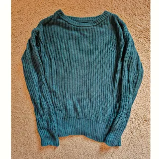 Photo of Play by Little Sleepies Bamboo Knit Sweater 4T Teal Green Ribbed Pullover