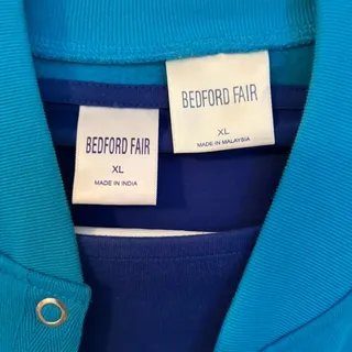 Photo of Bedford Fair XL Navy Teal Striped Top & Solid Teal Button Coat 2-Piece Set