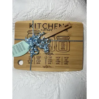 Photo of Custom Laser Engraved Wood Cutting Board With Spatula Gift Set Kitchen Conversio