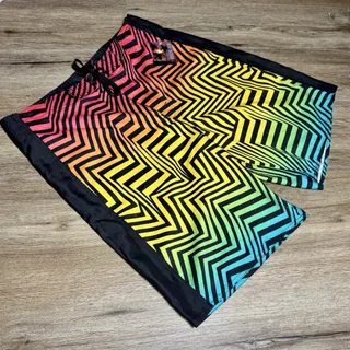 Photo of VTG Joe Boxer Men 32 Board Shorts Rainbow ZigZag Neon Swim Trunks Deadstock Y2K